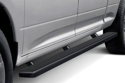 Chevy Silverado 2500HD Crew Cab Long Bed 2015-2018 Wheel-to-Wheel iBoard Running Boards Black Aluminum 5 Inch