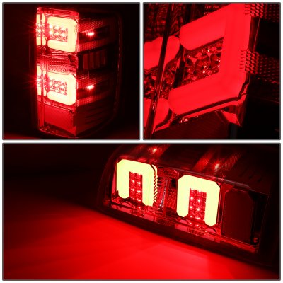 GMC Sierra 3500HD Dually 2015-2019 LED Tail Lights Red C-Tube