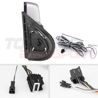 GMC Sierra Denali 2007-2013 Silver Towing Mirrors Smoked LED Lights Power Heated