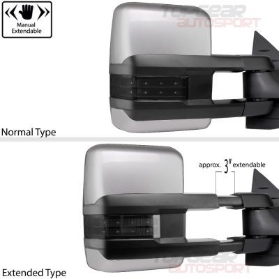 GMC Yukon 2007-2014 Silver Towing Mirrors Smoked LED Lights Power Heated
