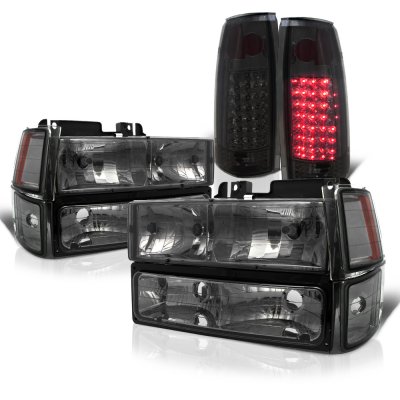 Chevy 2500 Pickup 1994-1998 Smoked Headlights and LED Tail Lights
