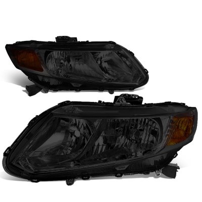 Sick Smoked Euro Headlights For 06-11 Honda Civic FA FG 2-Door Coupe – OG JDM Chrome Housing, H11 Halogen Bulbs, Direct Fit