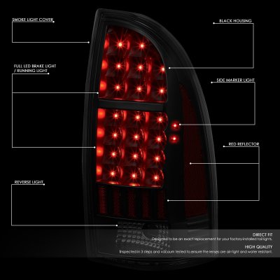 Toyota Tacoma 2005-2015 Black Smoked LED Tail Lights