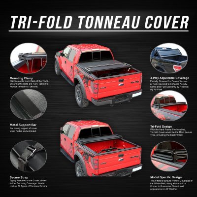 Dodge Ram 3500 2010-2018 Standard Bed Soft Tri Fold Tonneau Cover