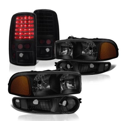 GMC Yukon XL Denali 2001-2006 Black Smoked Headlights and LED Tail Lights