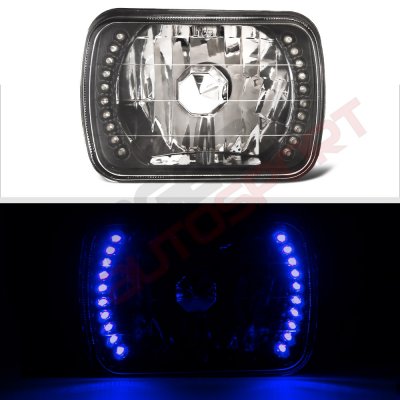 Chevy Van 1978-1996 Blue LED Black Chrome Sealed Beam Headlight Conversion