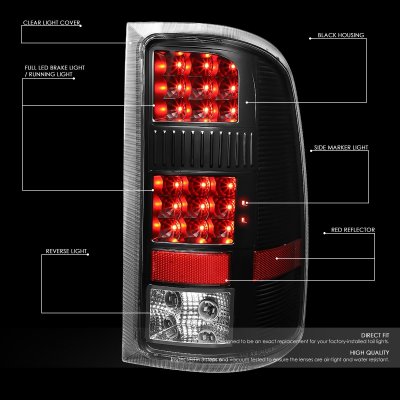 GMC Sierra 2007-2013 Black LED Tail Lights