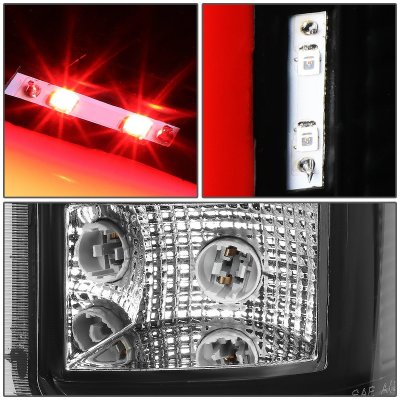 GMC Sierra 2007-2013 Black LED Tail Lights Red Tube