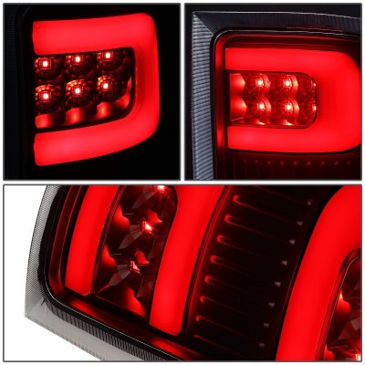 GMC Sierra 2007-2013 Black LED Tail Lights Red Tube