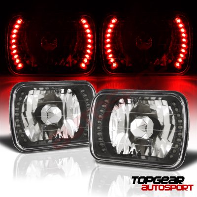 Chevy Monte Carlo 1978-1979 Red LED Black Sealed Beam Headlight Conversion