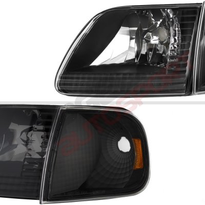 Ford F150 1997-2003 Black Headlights and Red LED Tail Lights