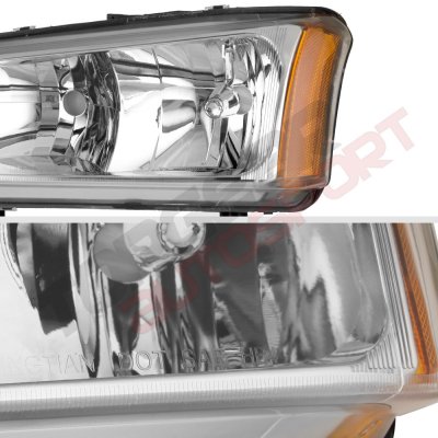 Chevy Avalanche 2003-2005 Clear Euro Headlights and LED Bumper Lights