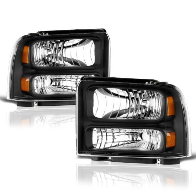 Ford F350 Super Duty 2005-2007 Black Headlights