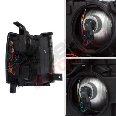 Chevy Silverado 1500 2014-2015 Black Headlights LED DRL