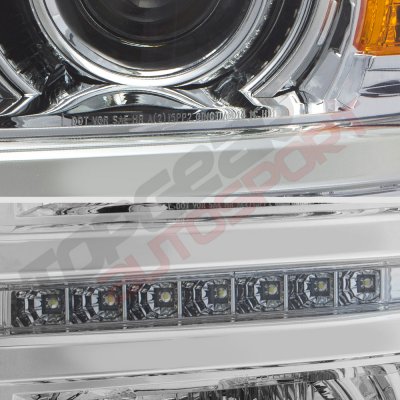 Chevy Silverado 2014-2015 Chrome Projector Headlights LED DRL