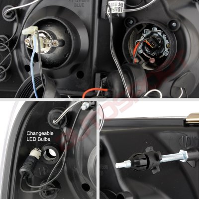 Ford F250 Super Duty 1999-2004 Black Dual Halo Projector Headlights with LED