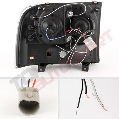 Ford F250 Super Duty 1999-2004 Black Dual Halo Projector Headlights with LED