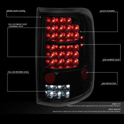 Ford F150 2004-2008 Black Smoked LED Tail Lights