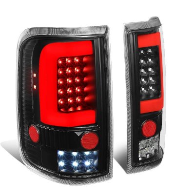 Ford F150 2004-2008 Black Red C-Tube LED Tail Lights