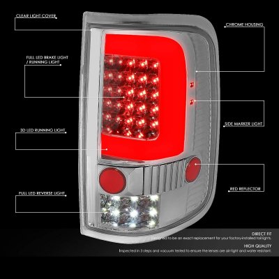 Ford F150 2004-2008 Clear Red C-Tube LED Tail Lights