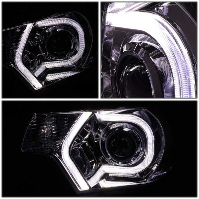 Toyota Tacoma 2012-2015 Smoked LED Tube DRL Projector Headlights