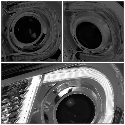 Toyota Tacoma 2012-2015 Smoked LED Tube DRL Projector Headlights