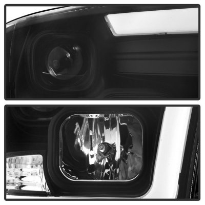 Dodge Ram 2009-2018 Black LED Tube DRL Projector Headlights