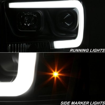 Dodge Ram 2006-2008 Black LED Tube DRL Projector Headlights