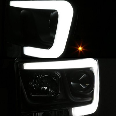Dodge Ram 2006-2008 Black LED Tube DRL Projector Headlights