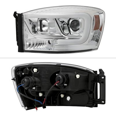 Dodge Ram 3500 2006-2009 LED Tube DRL Projector Headlights
