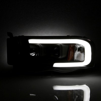 Dodge Ram 2500 2003-2005 Black LED Tube DRL Projector Headlights