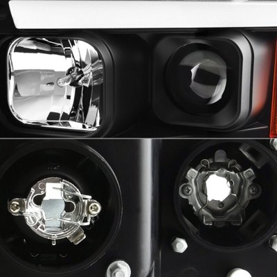 Dodge Ram 2500 2003-2005 Black LED Tube DRL Projector Headlights