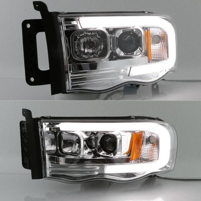 Dodge Ram 3500 2003-2005 LED Tube DRL Projector Headlights