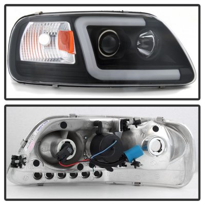 Ford F150 1997-2003 Black Tube DRL Projector Headlights
