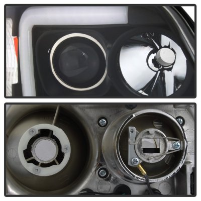 Ford F150 1997-2003 Black Tube DRL Projector Headlights