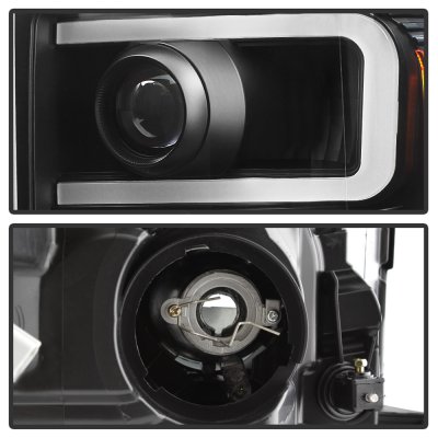 Ford F450 Super Duty 2011-2016 Black LED Tube Projector Headlights DRL