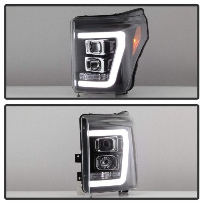 Ford F350 Super Duty 2011-2016 Black DRL Tube Projector Headlights