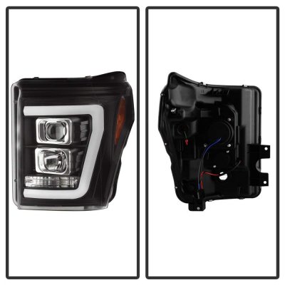 Ford F350 Super Duty 2011-2016 Black DRL Tube Projector Headlights