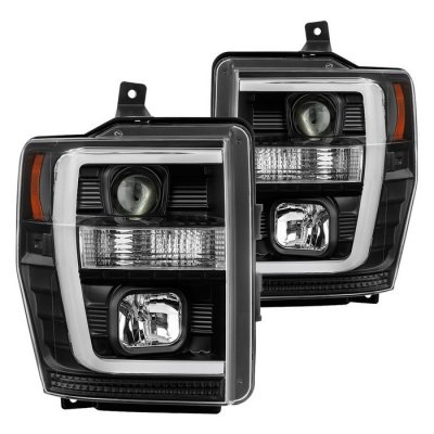 Ford F450 Super Duty 2008-2010 Black Tube DRL Projector Headlights