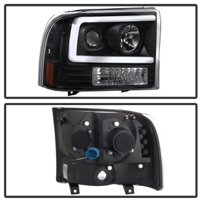 Ford Excursion 2000-2004 Black Tube DRL Projector Headlights