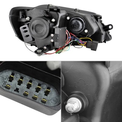 VW Jetta Sedan 2011-2014 Smoked LED DRL Halogen Projector Headlights