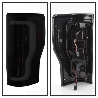 Ford F350 Super Duty 2017-2019 Black Smoked Tube LED Tail Lights