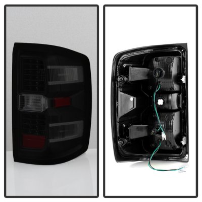 Chevy Silverado 3500HD 2015-2019 Black Smoked LED Tail Lights