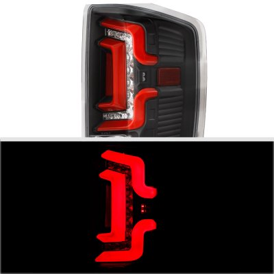 Chevy Silverado 2014-2018 Black Custom LED Tail Lights Red Tube