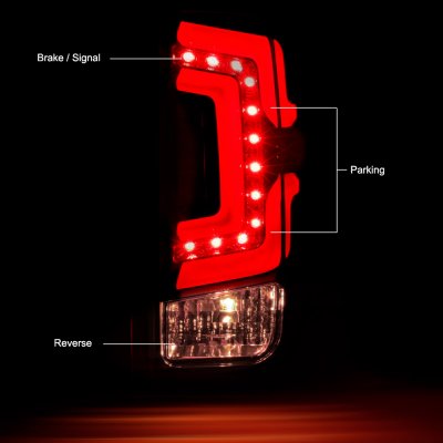 Chevy Silverado 2500HD 2015-2019 Black Custom LED Tail Lights Red Tube