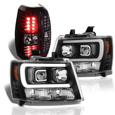 Chevy Avalanche 2007-2013 Black Tube DRL Headlights LED Tail Lights