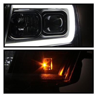 Chevy Avalanche 2007-2013 Black LED Tube DRL Projector Headlights