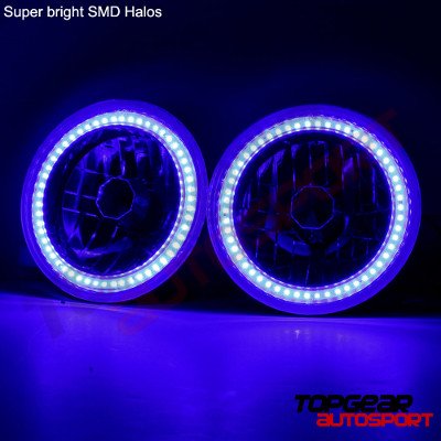 Isuzu Trooper 1984-1986 Blue SMD Halo Black Chrome LED Headlights Kit