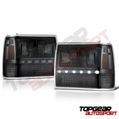 Ford Bronco II 1989-1990 Smoked Euro Headlights with LED Daytime Running Lights