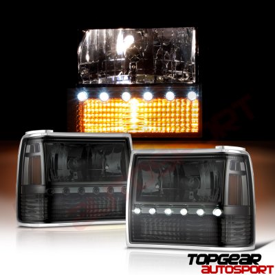 Ford Ranger 1989-1992 Smoked Euro Headlights with LED Daytime Running Lights